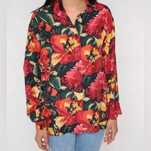 VINTAGE Debbie Morgan 100% Silk Maximalist Floral Blouse - Medium